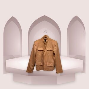 Metrostyle  W Size 10 Tan Long Sleeve One Button Closure Stand Collar Jacket